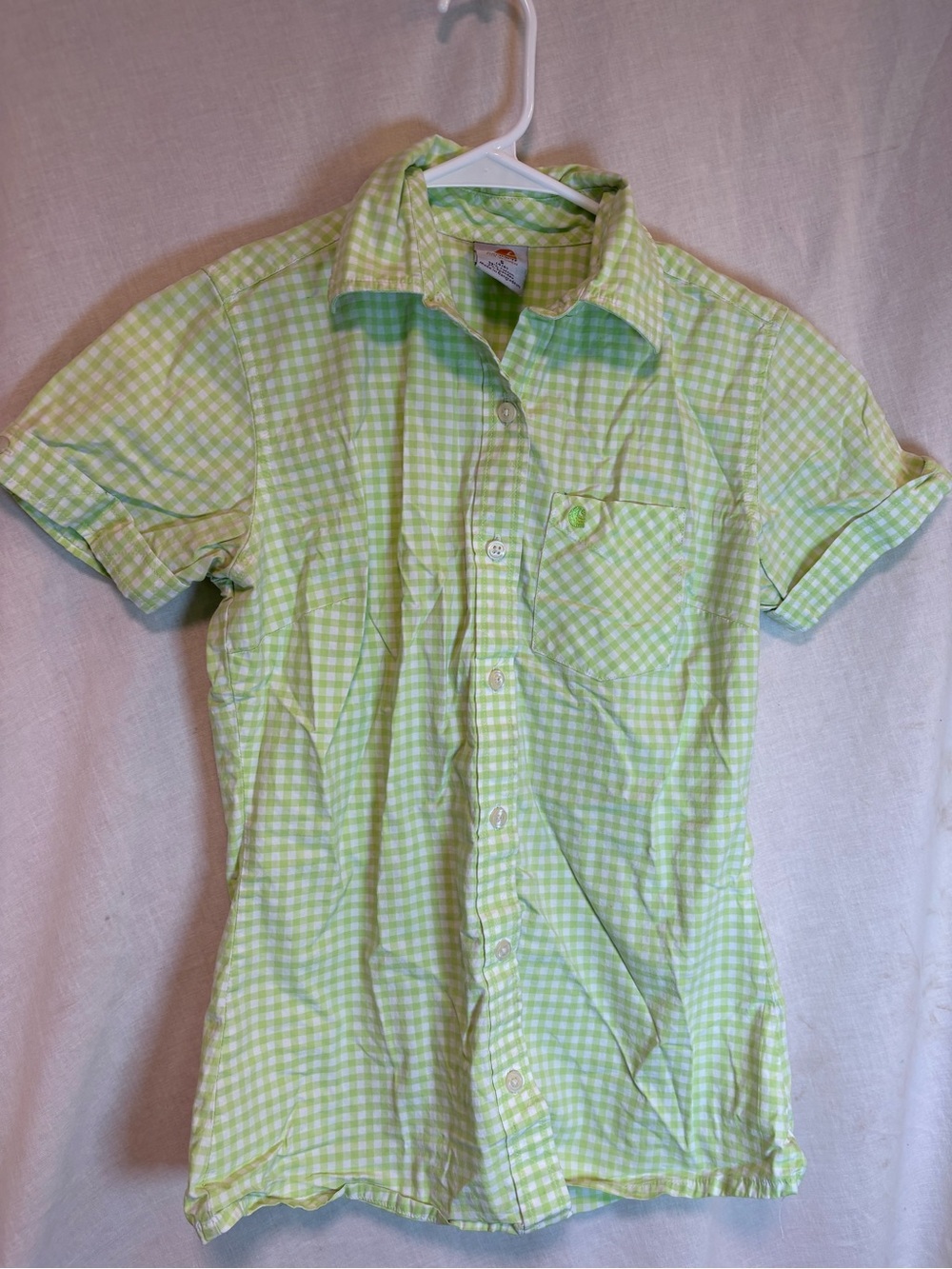 Carhartt Women's S 4/6 Button-Up Shirt Cotton, Short Sleeve, Collared Lime Green